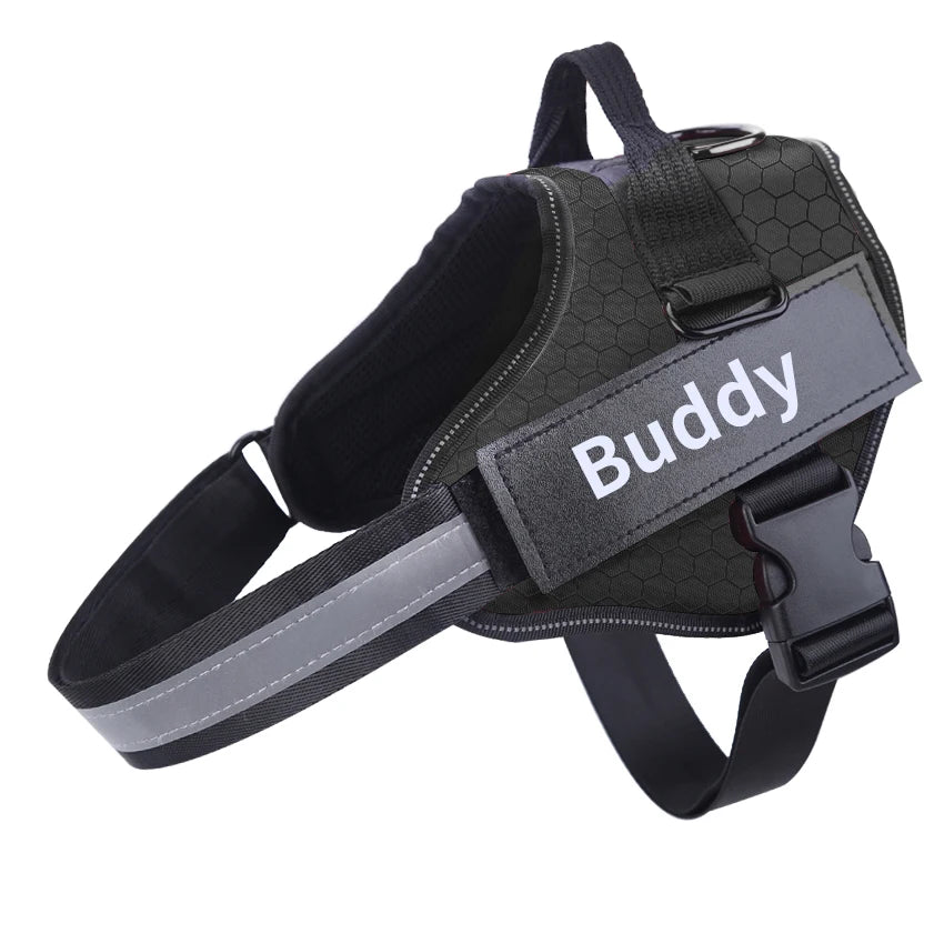 Personalized No-Pull Reflective Dog Harness Vest, Adjustable Custom Harness for Small & Large Dogs