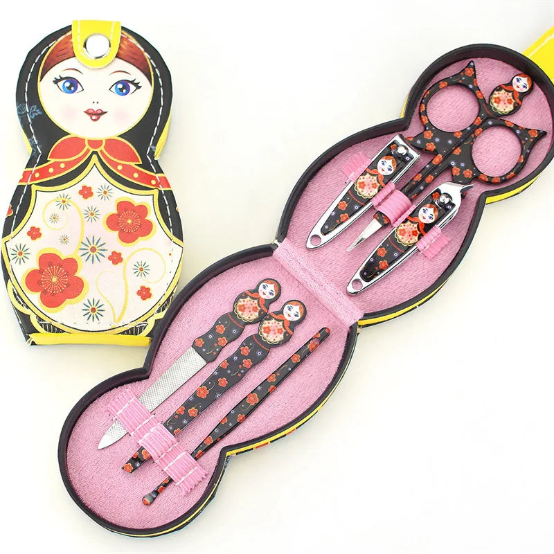 6-Piece Nail Care Kit, Russian Doll Manicure Scissors, Nail Clippers & Tip Cutter for Travel & Grooming - Bond Well Supplies