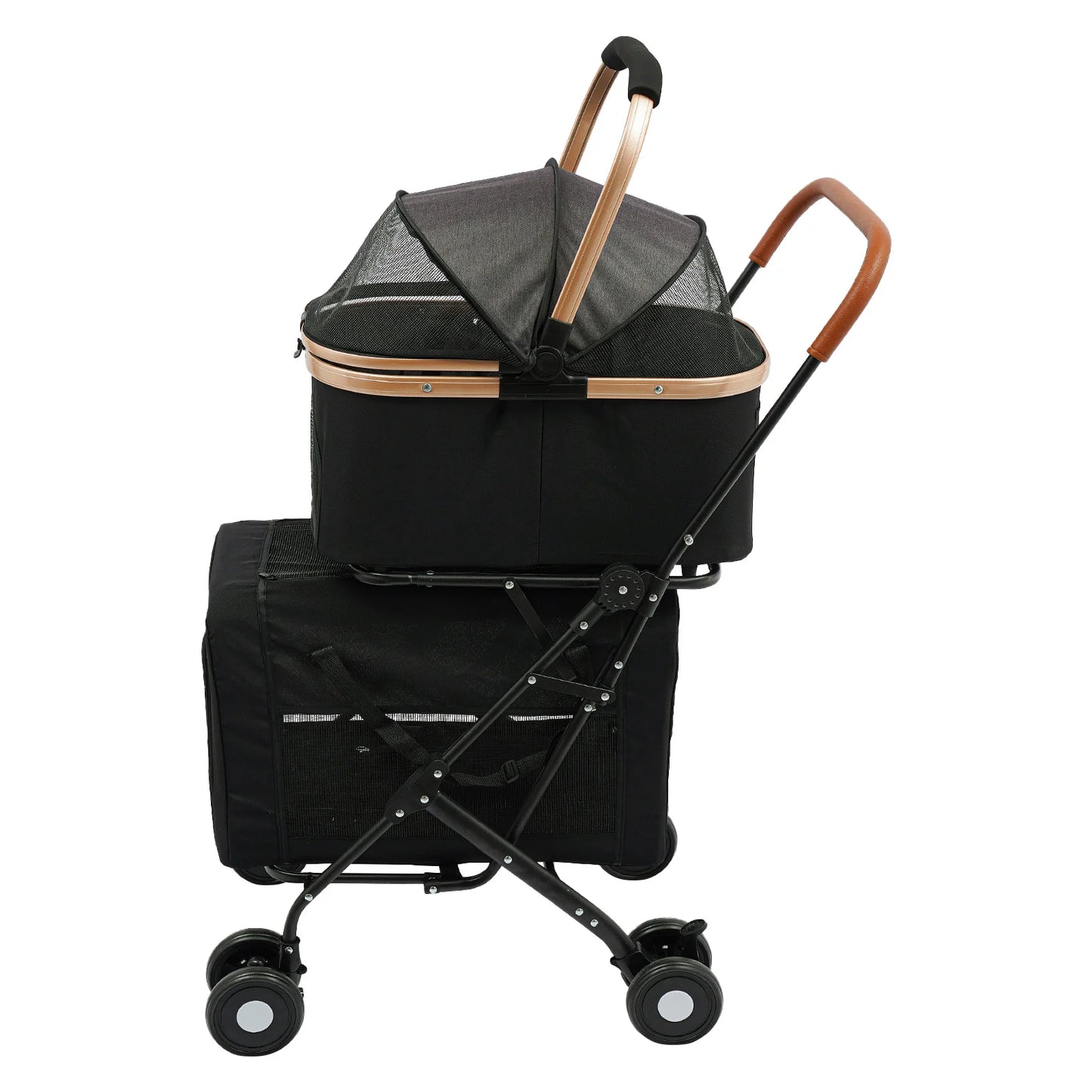 3-in-1 Multifunctional Pet Stroller with 2 Removable Pet Carriers for Small and Medium Dogs