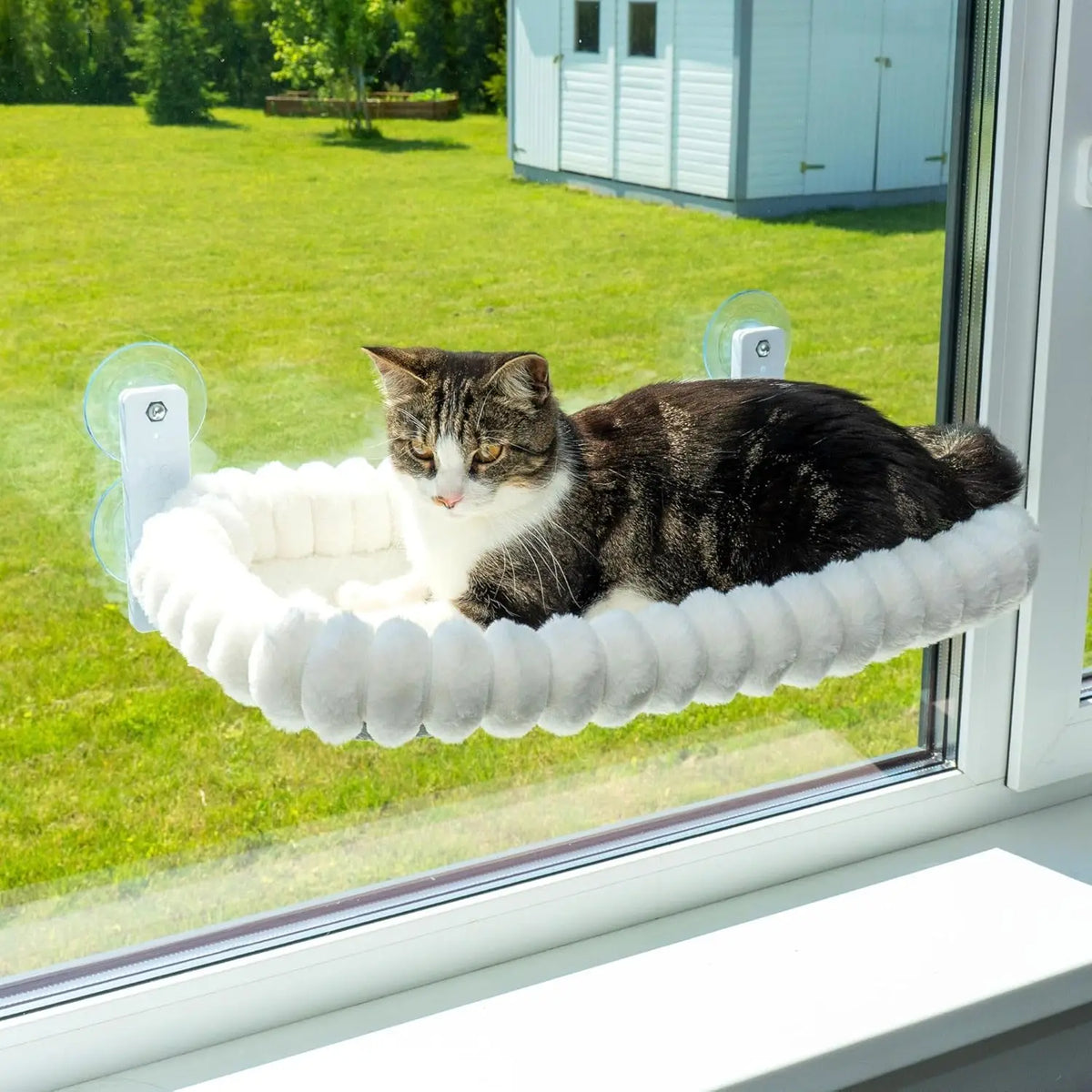 Winter Cat Window Hammock, Foldable Suction Cup Hanging Bed for Sunbathing & Resting - Bond Well Supplies