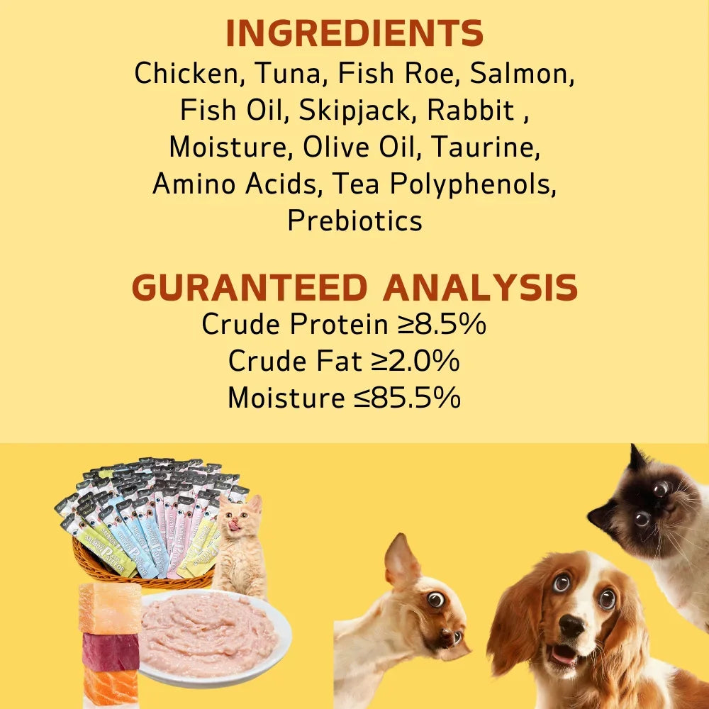 Cat Snack Sticks, 10.58oz Variety Pack with Chicken, Tuna, Rabbit & Salmon Flavors - Bond Well Supplies