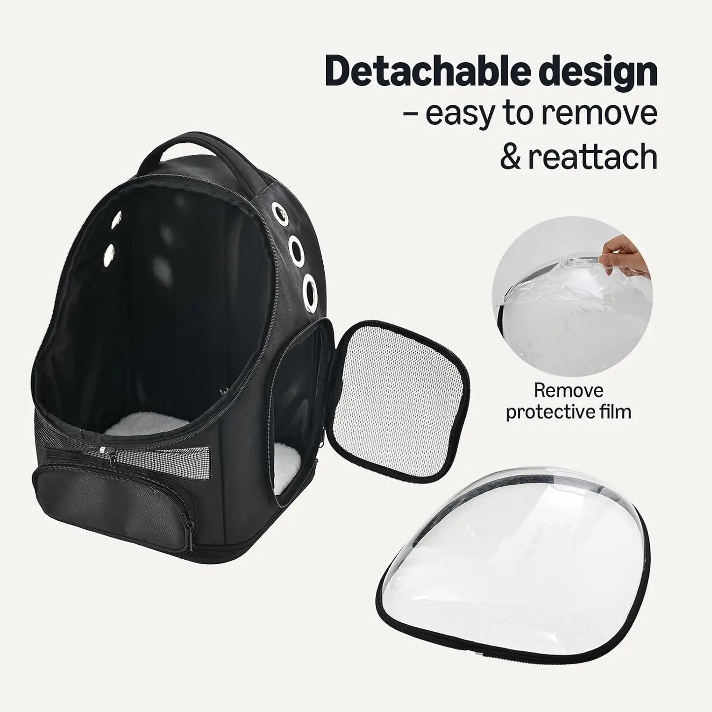 Pet Carrier Backpack for Small Cats and Dogs with Bubble Window, Ventilated Mesh and Foldable Design