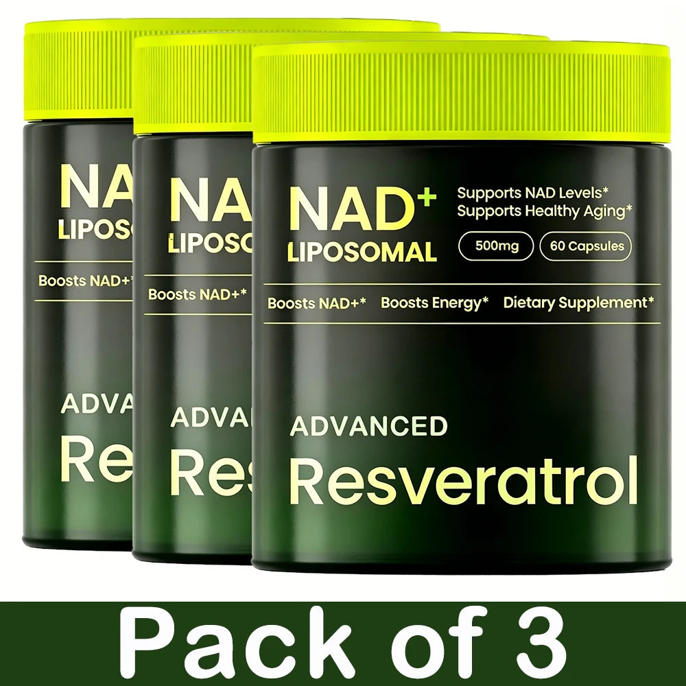 Liposomal NAD+ Advanced Supplement with Resveratrol, NAD Plus Capsules for Brain Function and Cellular Support
