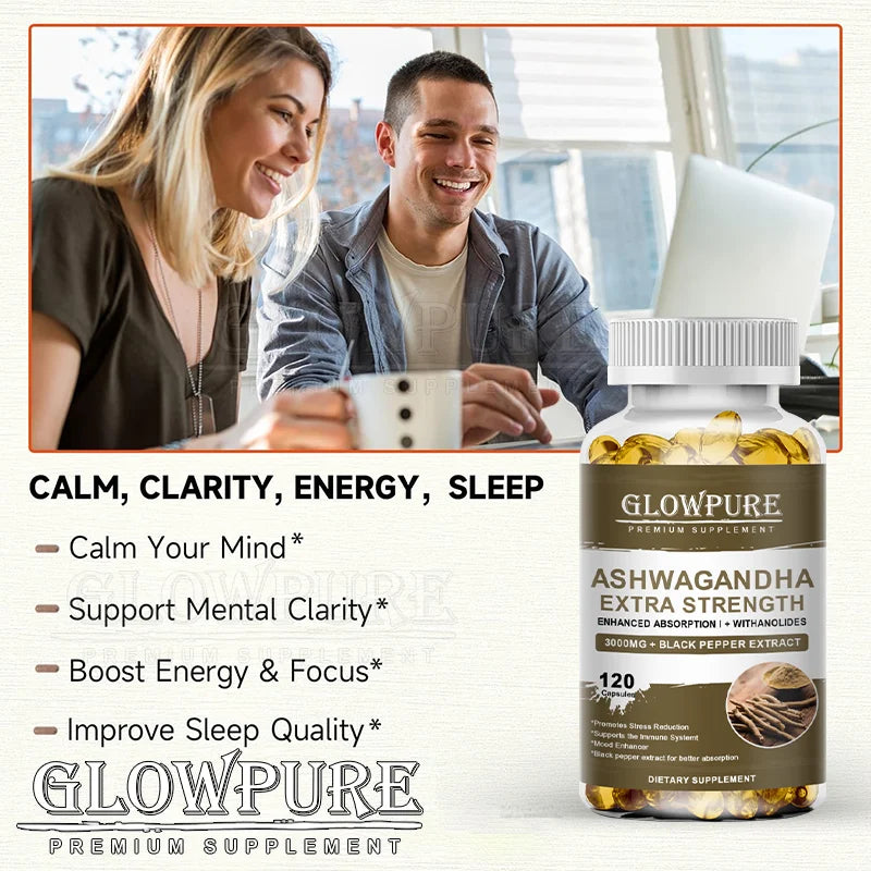 Premium Ashwagandha Root Extract Supplement, Daily Stress, Mood, Sleep, Energy & Focus Wellness Support - Bond Well Supplies