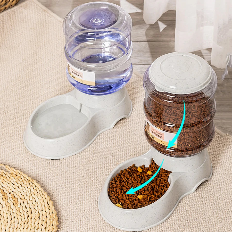 2-in-1 Pet Food Bowl and Automatic Water Dispenser, Large Capacity Feeding Station for Cats, Puppies and Small Dogs