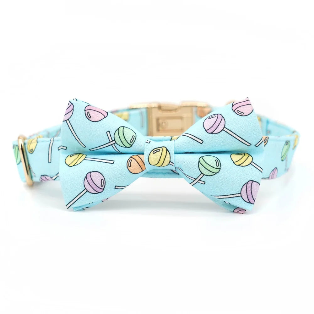 Personalized Dog Bowtie Collar, Lollipop-Inspired Design for Holiday Parties, Birthdays & Pet Gifts - Bond Well Supplies