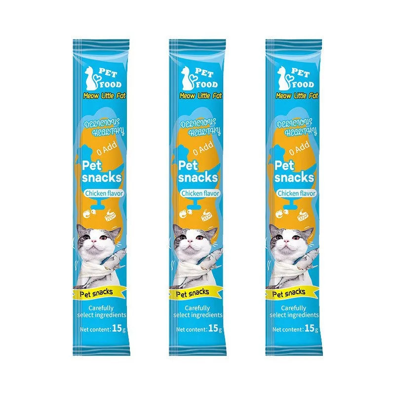 Cat Treat Snack Sticks, Soft Chews, 15g Pack, Assorted Tuna, Chicken, Beef & Salmon Flavors - Bond Well Supplies