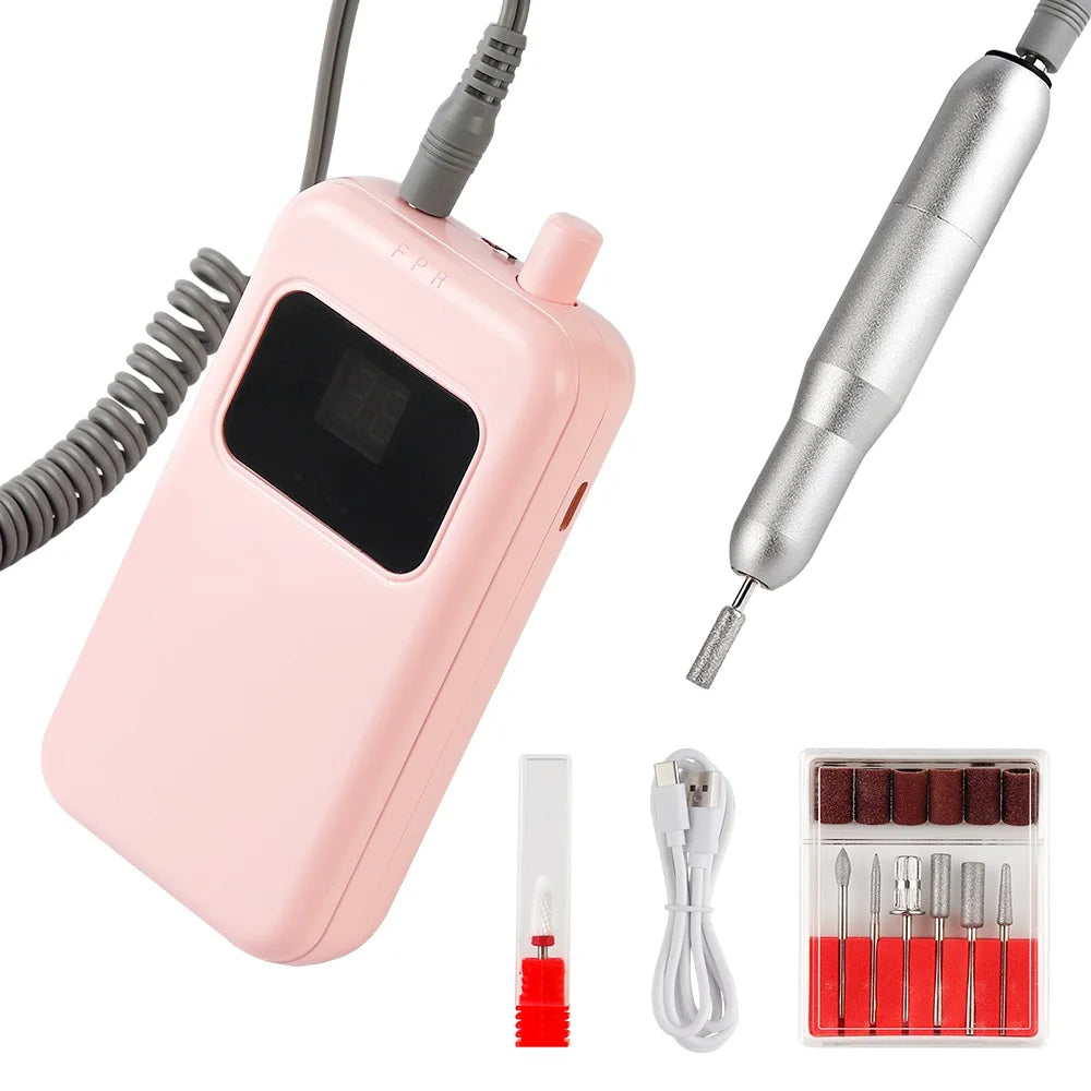 Rechargeable Nail Drill Machine, 45000RPM Portable Electric Nail File for Salon & Home Use - Bond Well Supplies