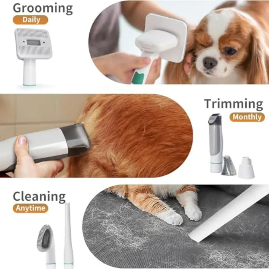 Dog Grooming Vacuum with Pet Clippers, Nail Grinder and Hair Removal Tools for Dogs and Cats