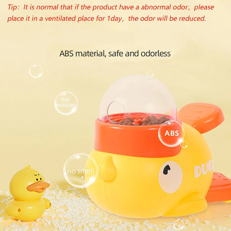 Interactive Yellow Duck Dog Puzzle Feeder, Slow Feeding Treat Dispenser Toy with Anti-Slip Bottom for Dogs, Puppies & Cats
