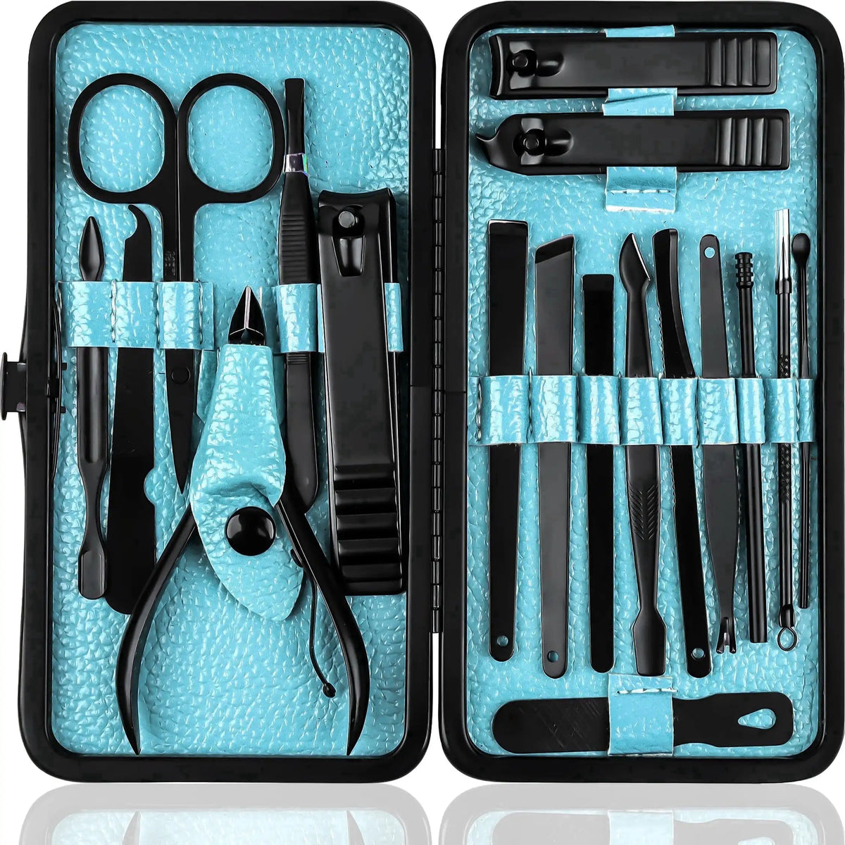 Professional Manicure & Pedicure Set, 15-Piece Nail Clippers & Nail Care Tools with Travel Case, Purple - Bond Well Supplies