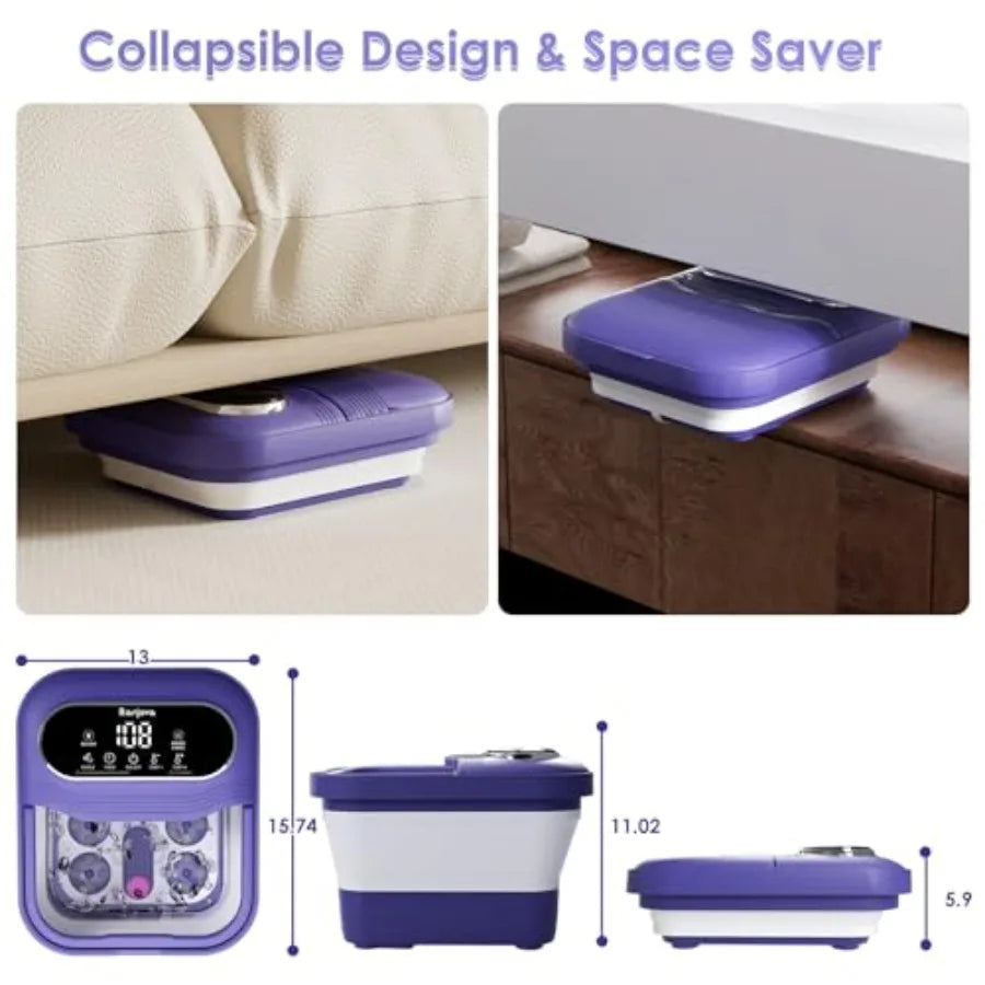 Collapsible Foot Spa Bath with Heat, Bubble Jets, Temperature Control and Rotary Massage