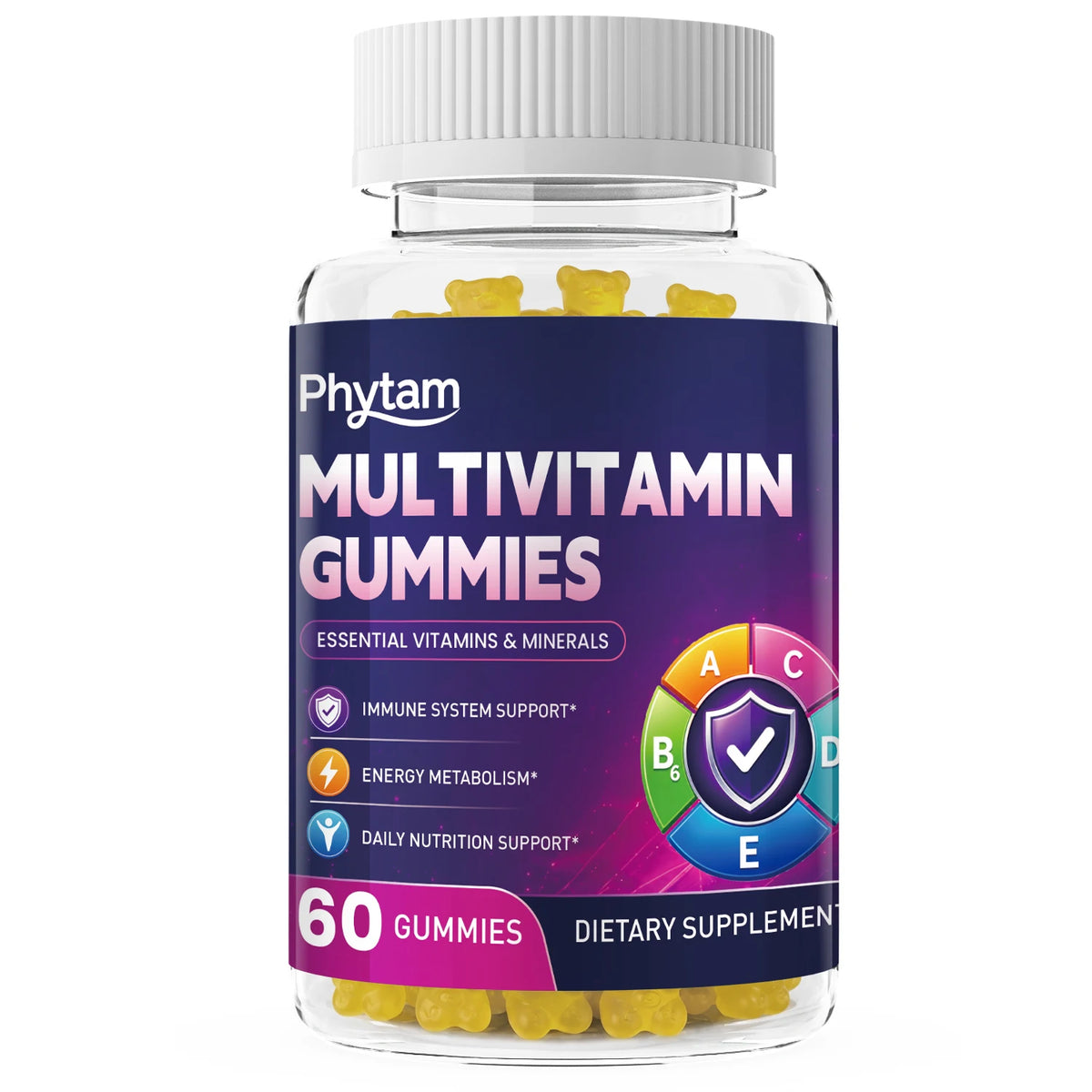 Adult Multivitamin Bear Gummies, 14-in-1 Vitamins & Minerals with Vitamin C, Zinc & B Vitamins, 60 Count - Bond Well Supplies