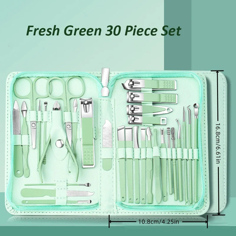 30-Piece Professional Stainless Steel Manicure and Pedicure Set with Travel Case