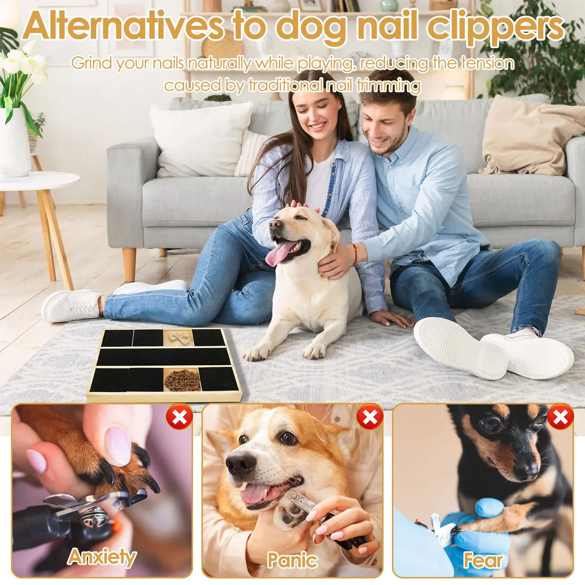 Dog Nail Scratch Pad, Non-Slip Nail File Board with Replacement Sandpaper & Built-In Treat Box for Pet Grooming - Bond Well Supplies