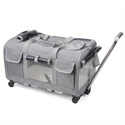 Extra Large Pet Travel Trolley Case, Portable Foldable Dog & Cat Carrier Bag with Detachable Design