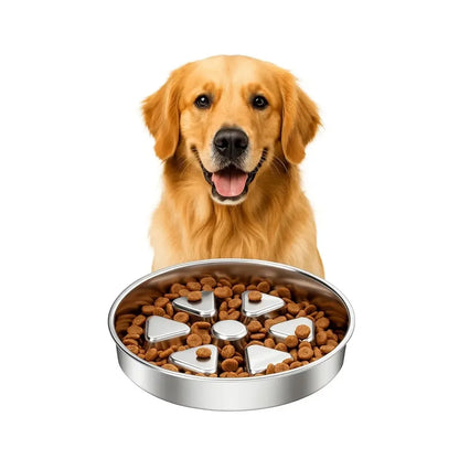 Kactoily 304 Stainless Steel Slow Feeder Dog Bowl, 2.5-Cup Non-Slip Raised Bowl for Medium & Large Dogs - Bond Well Supplies