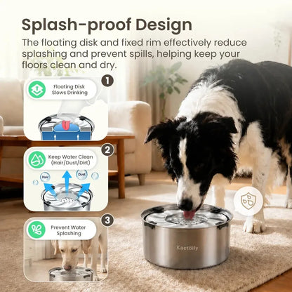 Kactoily Large Dog Water Bowl, 5.6L Stainless Steel No-Spill Bowl with Floating Disk for Slow Drinking - Bond Well Supplies