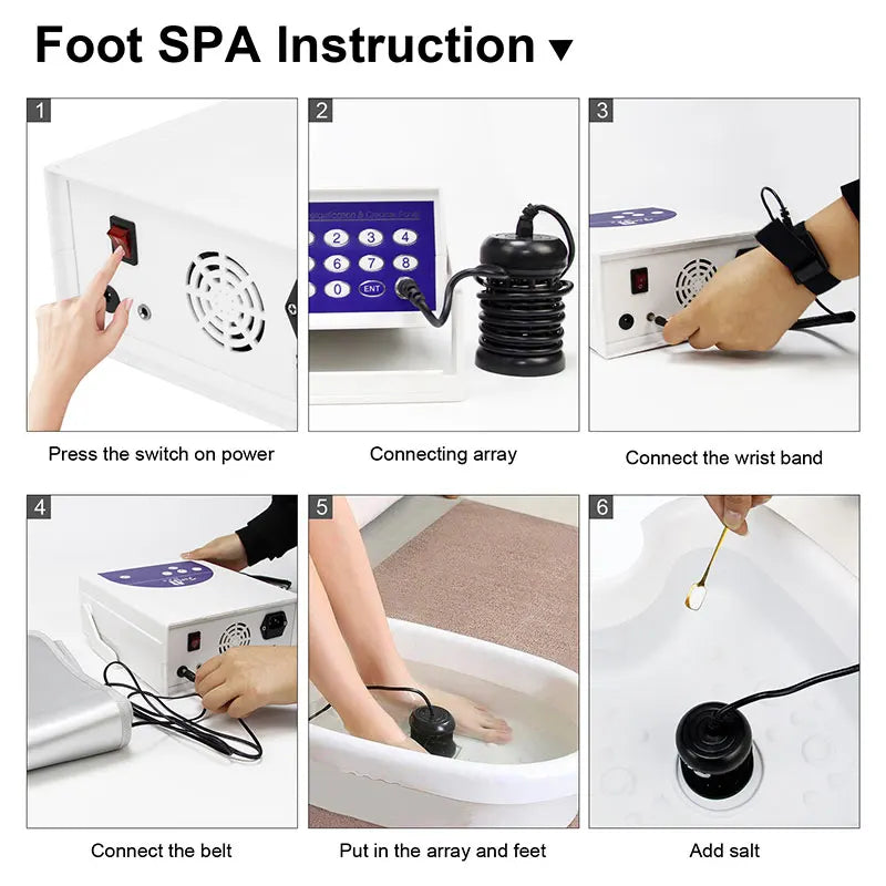 Professional Ionic Foot Bath Spa, LED Display, Far Infrared Belt & Portable Home Foot Spa