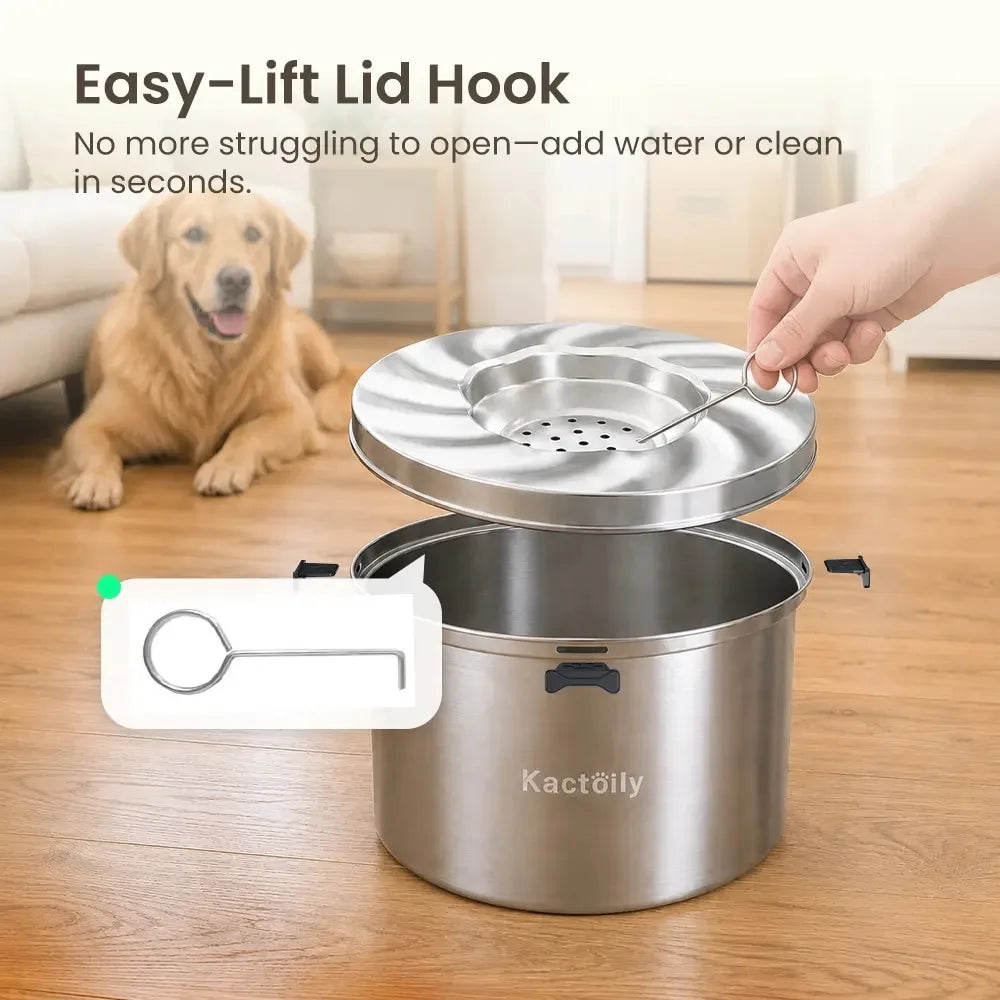 Kactoily Large Dog Water Bowl, 5.6L Stainless Steel No-Spill Bowl with Floating Disk for Slow Drinking - Bond Well Supplies