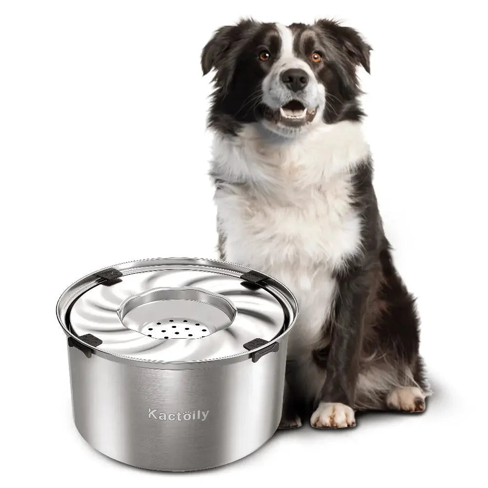 Kactoily Large Dog Water Bowl, 5.6L Stainless Steel No-Spill Bowl with Floating Disk for Slow Drinking - Bond Well Supplies