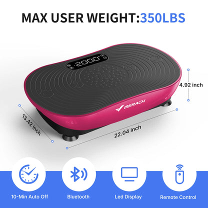 Merach Whole-Body Vibration Plate, Digital Display, Built-In Speakers & 350 lb Capacity for Home Fitness