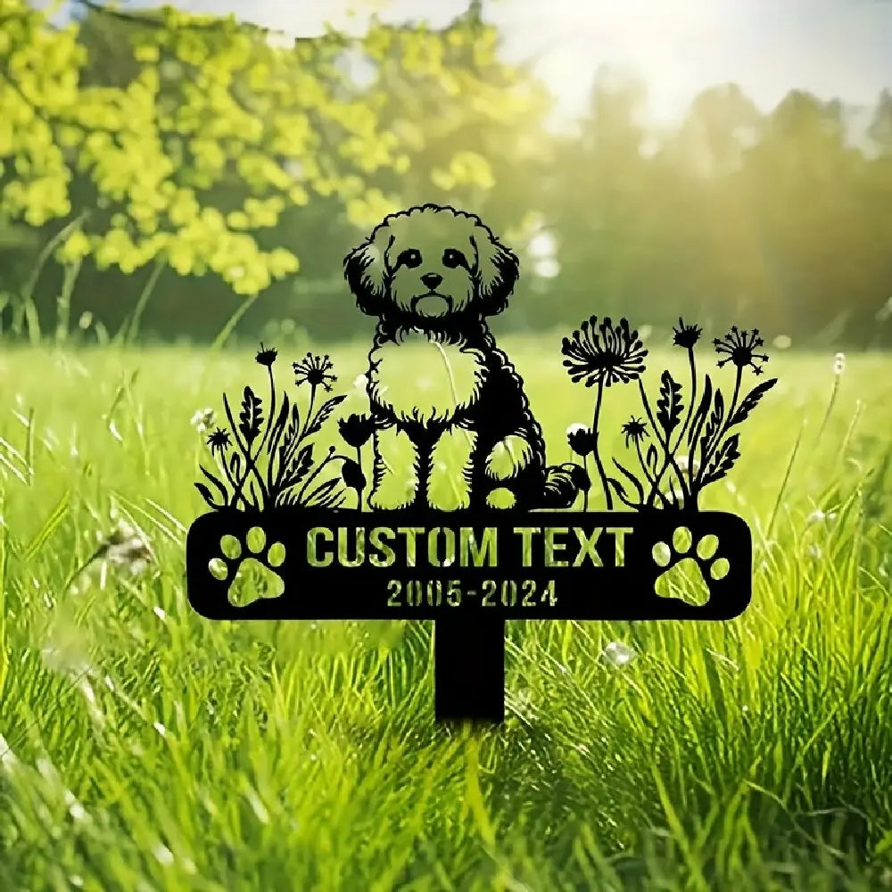 Personalized Maltese Dog Memorial Plaque, Custom Metal Garden Sign for Pet Remembrance