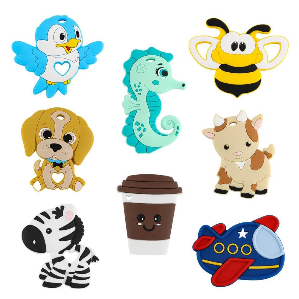 Sunrony 1PC Cartoon Animal Silicone Pendant, Food-Grade DIY Pacifier Chain Accessory - Bond Well Supplies