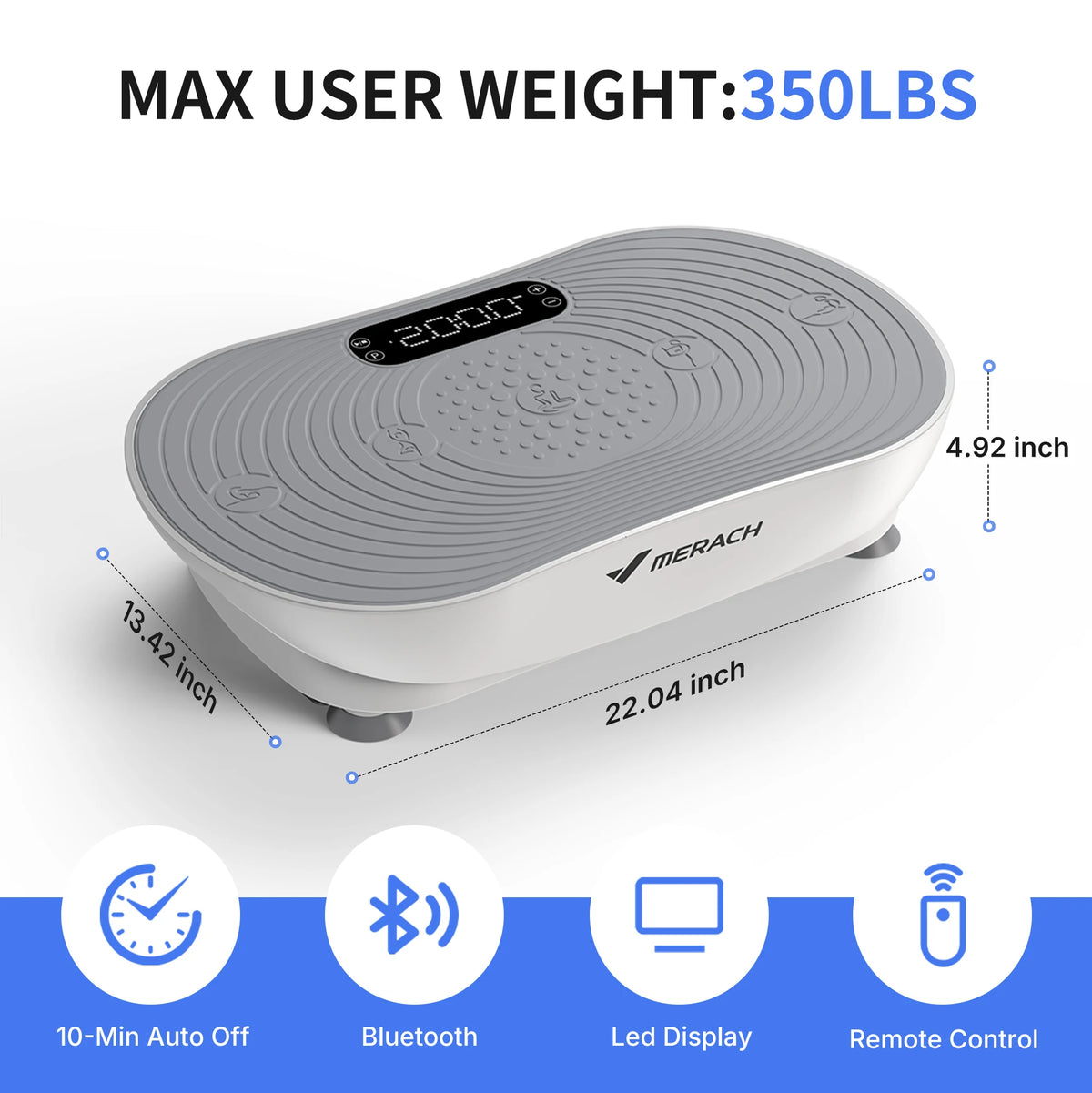 Merach Whole-Body Vibration Plate, Digital Display, Built-In Speakers & 350 lb Capacity for Home Fitness