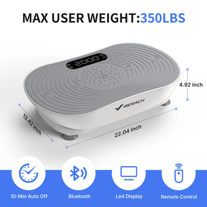 Merach Whole-Body Vibration Plate, Digital Display, Built-In Speakers & 350 lb Capacity for Home Fitness