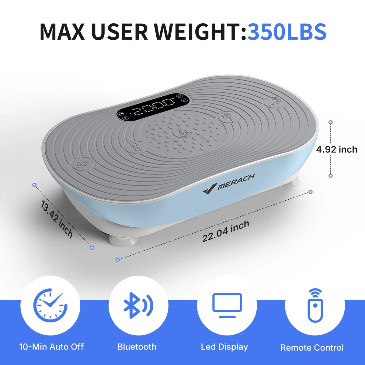 Merach Whole-Body Vibration Plate, Digital Display, Built-In Speakers & 350 lb Capacity for Home Fitness