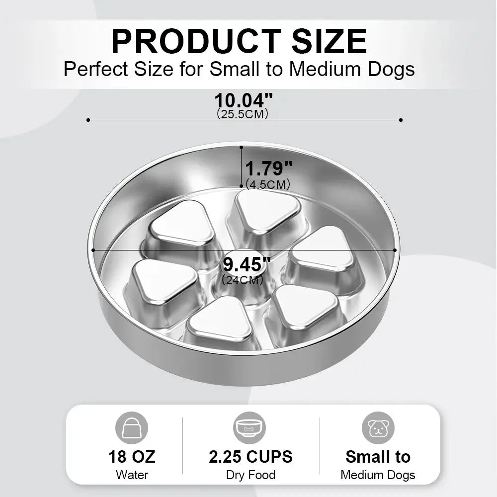 Kactoily 304 Stainless Steel Slow Feeder Dog Bowl, 2.5-Cup Non-Slip Raised Bowl for Medium & Large Dogs - Bond Well Supplies