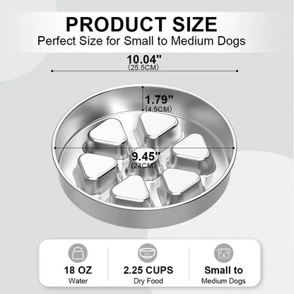 Kactoily 304 Stainless Steel Slow Feeder Dog Bowl, 2.5-Cup Non-Slip Raised Bowl for Medium & Large Dogs - Bond Well Supplies