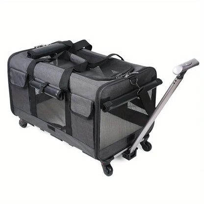 Extra Large Pet Travel Trolley Case, Portable Foldable Dog & Cat Carrier Bag with Detachable Design
