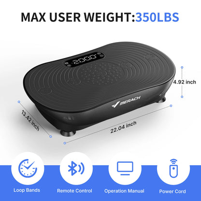 Merach Whole-Body Vibration Plate, Digital Display, Built-In Speakers & 350 lb Capacity for Home Fitness