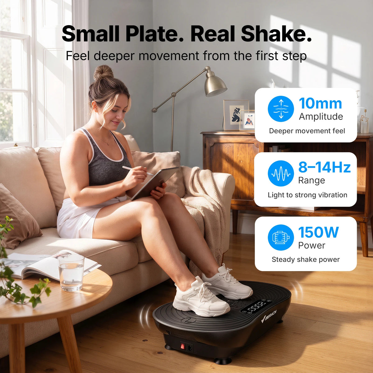 Merach Whole-Body Vibration Plate, Digital Display, Built-In Speakers & 350 lb Capacity for Home Fitness
