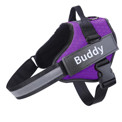 Personalized No-Pull Reflective Dog Harness Vest, Adjustable Custom Harness for Small & Large Dogs