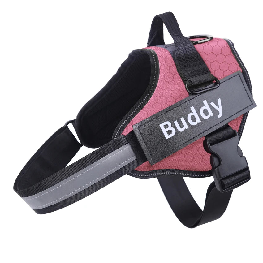 Personalized No-Pull Reflective Dog Harness Vest, Adjustable Custom Harness for Small & Large Dogs