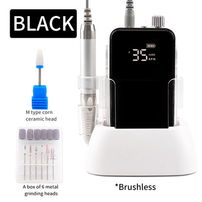 Rechargeable Brushless Nail Drill Machine, 35000RPM Cordless Electric Manicure Tool - Bond Well Supplies