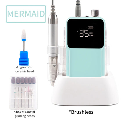 Rechargeable Brushless Nail Drill Machine, 35000RPM Cordless Electric Manicure Tool - Bond Well Supplies