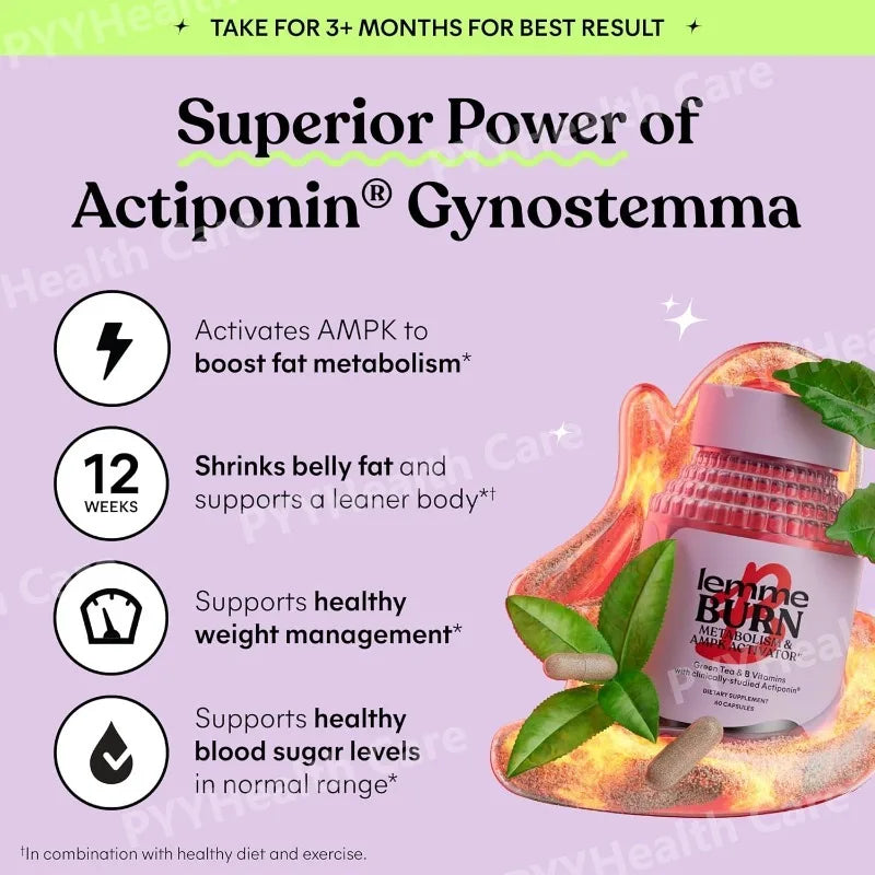 Metabolism Support Supplement with Actiponin, Gynostemma, Vitamins B6 & B12, 60 Capsules