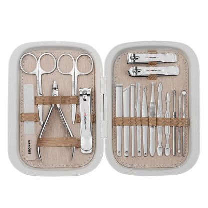Stainless Steel Nail Clipper Set, 10-22PCS Manicure & Pedicure Tools with Portable Case - Bond Well Supplies