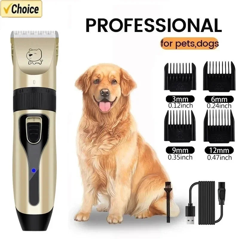Professional Pet Hair Clipper, USB Rechargeable Grooming Trimmer for Dogs and Cats