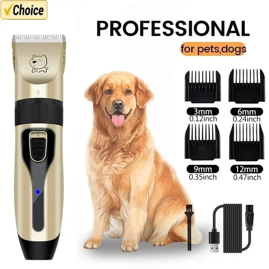 Professional Pet Hair Clipper, USB Rechargeable Grooming Trimmer for Dogs and Cats