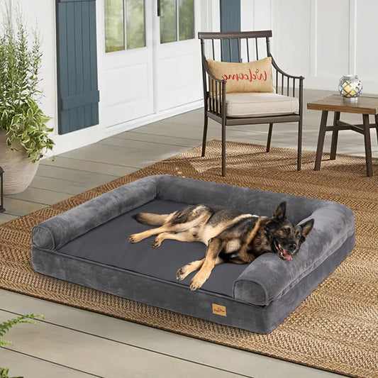 Bingopaw Orthopedic Pet Bed, Waterproof Large Dog Mattress with Washable Cover and Non-Slip Base, Gray - Bond Well Supplies