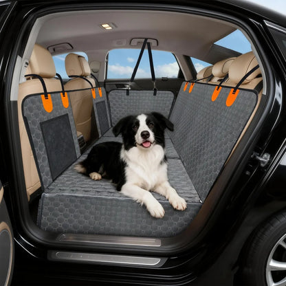 Waterproof Dog Car Seat Cover, Hard-Bottom Back Seat Protector with Extender for Travel - Bond Well Supplies