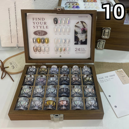 High-End Nail Art Set with 24 Mirror Powder Colors and Ultra-Fine Glitter Effects