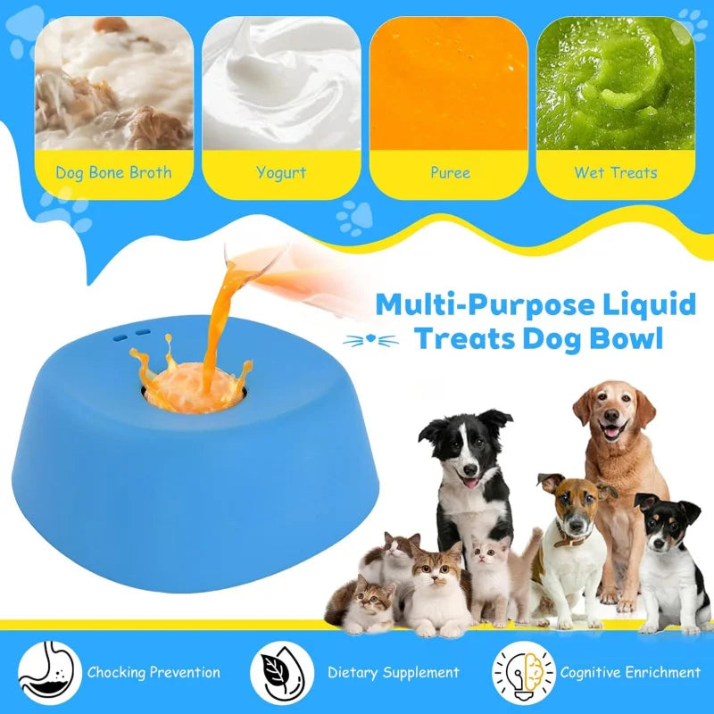 Dog Slow Feeder Lick Bowl, 3/4 Cup Non-Slip Treat Dish for Ice Cream, Yogurt & Liquid Snacks - Bond Well Supplies