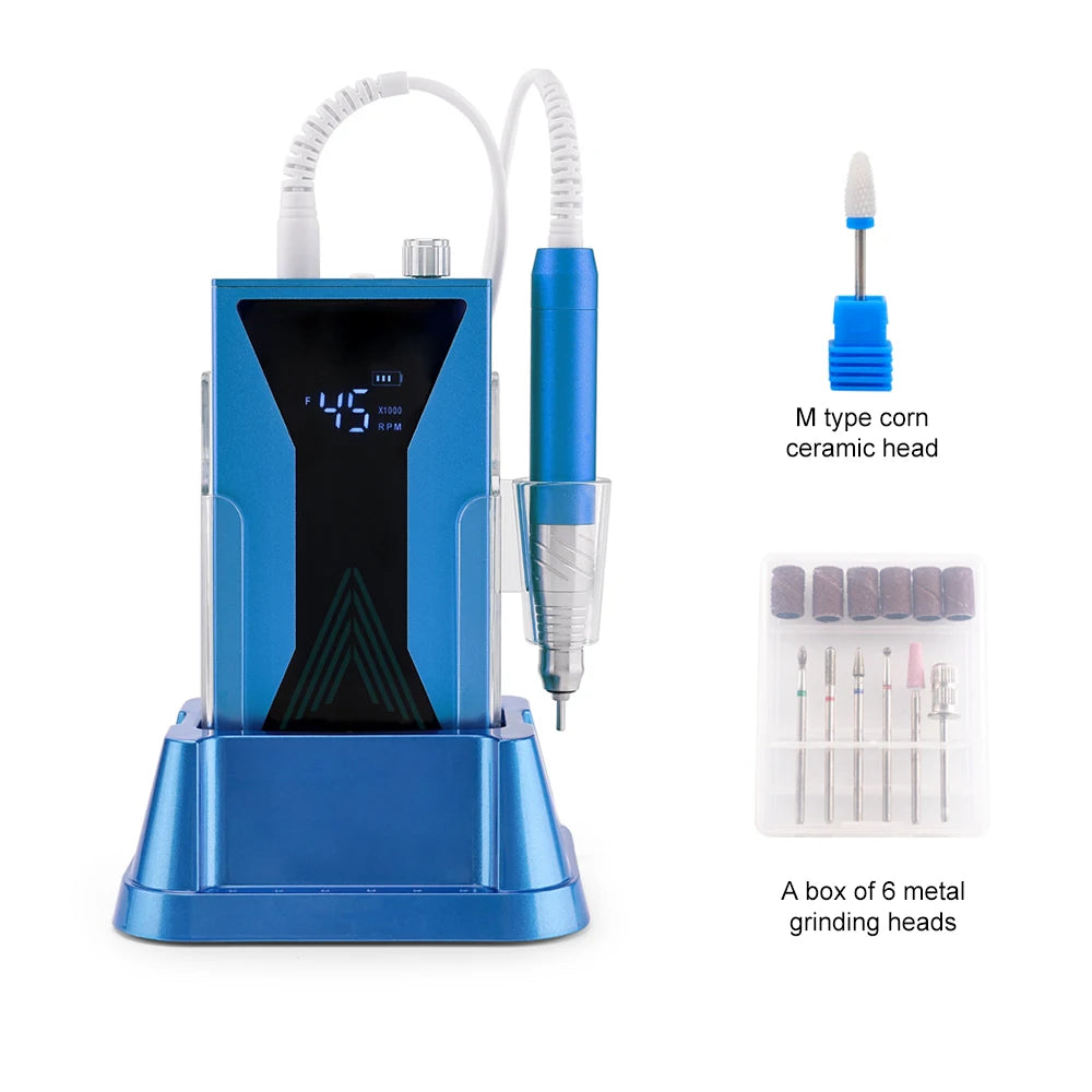 Professional 45000RPM Brushless Nail Drill Machine, Cordless 85W Portable Desktop Electric Manicure Polisher - Bond Well Supplies