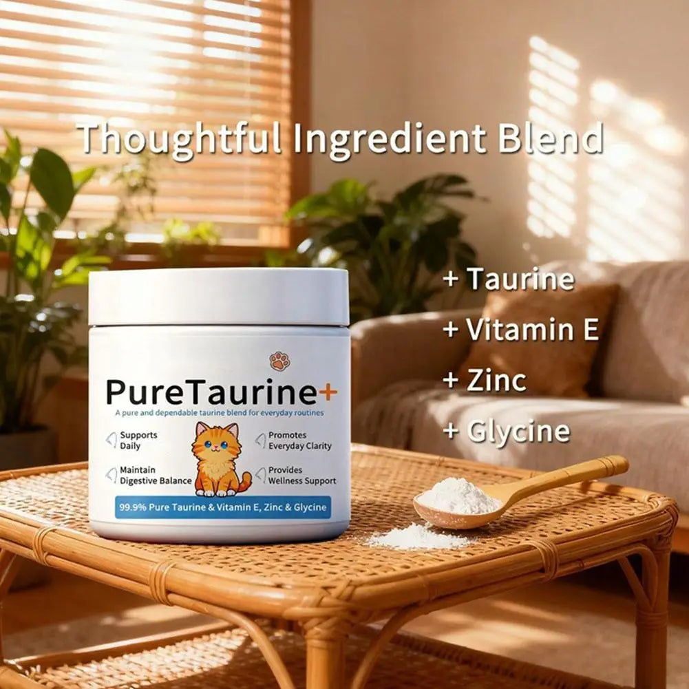 Cat Wellness Powder Supplement, 200g 99.9% Pure Taurine with Vitamin E & Zinc for Sensitive Pets SEO-Optim - Bond Well Supplies